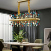 Modern colorful crystal chandelier for dining room, kitchen island, living room, 35.4", Round Crystal Ball