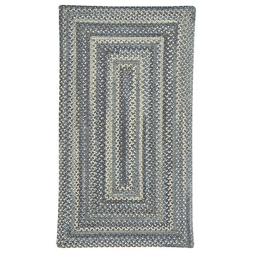 Tooele, Braided Concentric Rectangle Rug, Blue Jean, 5'x8'