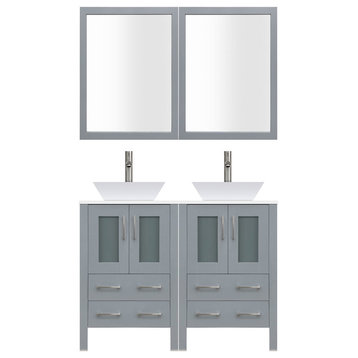 72" Modern Bathroom Vanity Set, Mirror and Sink LV2-C12-72-G, Gray