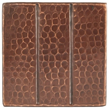 4" Hammered Copper Tile With Linear Design Package of 8