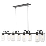 Z-Lite - Delaney 8 Light Billiard in Matte Black - This elegant eight-light island chandelier focuses attention in a kitchen or entertaining space. Enjoy the dynamic contrast of black finish metal and clear glass shades fashioned in an artful and charming industrial theme.&nbsp