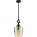 Quoizel - Quoizel CKKD1509WT Kendrick 1 Light Mini Pendant - Western Bronze - The Kendrick pendant is old world elegance with hints of farmhouse style. The base is classic with a contemporary o-ring at the top. The amber glass is hammered adding uniqueness and charm to this beautiful transitional pendant. Select from a variety of configurations and adjust the cable to your desired height.