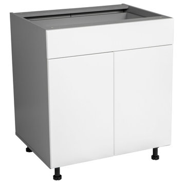 27 Base Cabinet Double Door Single Drawer with White Gloss door