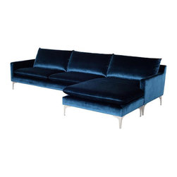 Nuevo - Midnight Blue / Silver - Sectional Sofas