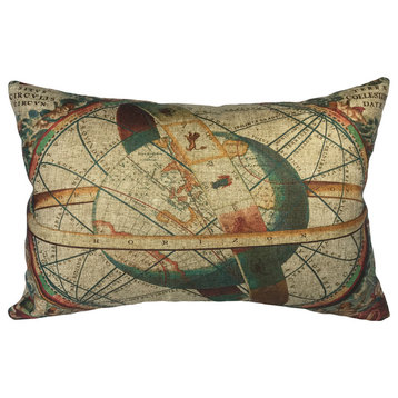 World Map Linen Pillow