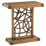 Tommy Bahama Home - Angler Accent Table - The accent table features a craftsmans skill in twisting rattan on its pedestal, with a crushed bamboo top and base trimmed in leather wrapped rattan. Its a perfect addition to any seating area, yet truly appreciated chairside where its artform can be appreciated.