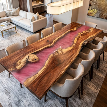 The Bespoke Muted Blush River Table in Solid Walnut