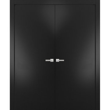 Modern Solid Double Doors 60 x 80 | Planum 0010 Black Matte | French