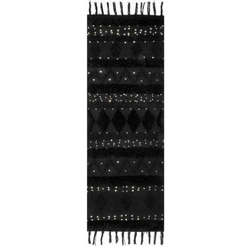 Arvin Olano x RugsUSA Chandy Textured Wool Area Rug, Black 2' 6" x 8'