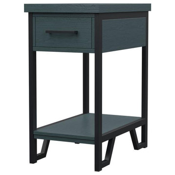 Furniture of America Sims Transitional Wood 1-Shelf Side Table in Antique Green