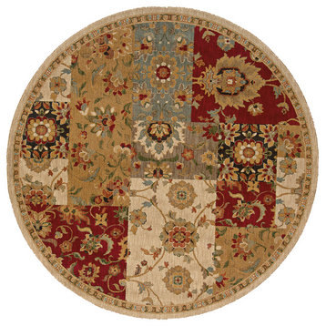 Infinity 1128A Beige/Red 7'8" Round Rug