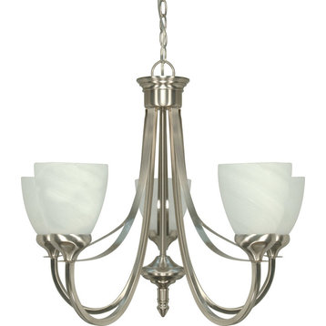 Nuvo Triumph 5-Light Brushed Nickel and Alabaster Glass Chandelier