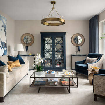 Living Room in Regal Royal Blue & Gold