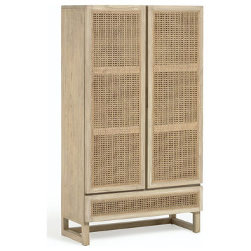 Mindi Wood & Rattan Wardrobe Cabinet | La Forma Rexit