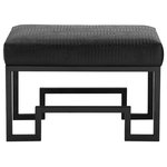 Shatana Home - Laurence Stool, Frame, Black; Upholstery, Faux Black Gator - Gorgeous stool that features a high polished stainless steel base. The angular polished metal base topped with a textural cushion combine to create a luxurious seating experience. No assembly required. Seat height is 18".