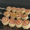 Pinwheel Smash Burgers, made on the outdoor grill