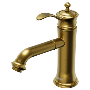 Karran 1-Handle 1-Hole Bathroom Faucet With Pop-up Drain, Gold