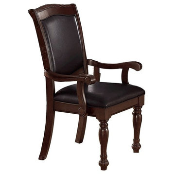 Old Style Rubber Wood Arm Chair Set Of 2 Brown