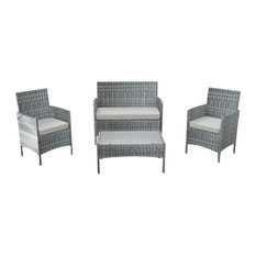 Outdoor Rattan Wicker 4-Piece Sectional Set, Gray