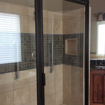 Blue  Accent Mosaic Shower