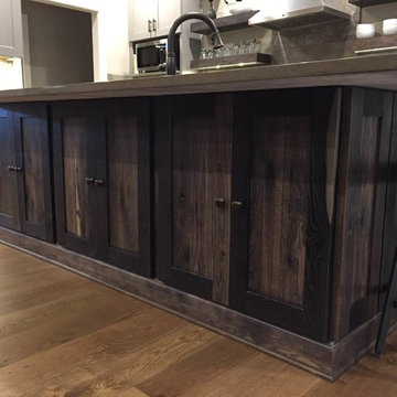 Painted Kitchen with Rustic Island