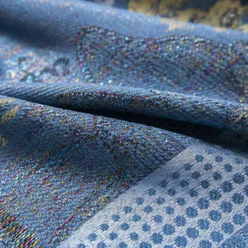 Jacquard Chenille Custom Made Curtains Pretty Trees Navy Grey Pink