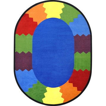 Kid Essentials, Early Childhood Block Party Rug, 7'8"X10'9" Oval