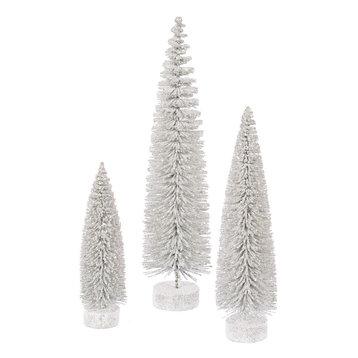 Vickerman 3-Piece Oval Tree Set, White Snow, White Snow