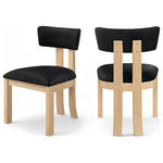 Meridian Furniture - Lavrin Upholstered Dining Side Chair, Black, Vegan Leather, Natural, Set of 2 - Indulge in the allure of the Black Lavrin Dining Side Chair by Meridian Furniture. Its captivating design and luxurious Black elevate any space with effortless elegance. Crafted with precision and durability in mind, this stunning piece becomes the focal point of gatherings, fostering moments of connection and warmth. Embrace sophistication and style with the Lavrin Dining Side Chair, a testament to exquisite taste and timeless beauty.