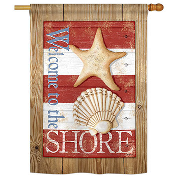 Welcome to the Shore Coastal Decorative Vertical House Flag 28"x40"