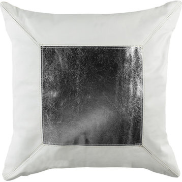Tinsley Cowhide Pillow - White, Silver