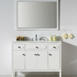 Abel 48 inch White Finish Bathroom Vanity Artificial Stone Top - Bathroom Vanities And Sink Consoles
