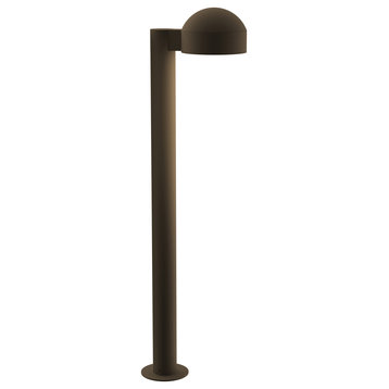 Reals 28" Bollard, Plate Lens and Dome Cap, White Lens, Textured Bronze