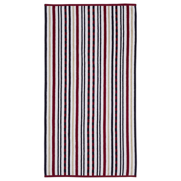 Cotton Stitch Stripe Textured (set of 2) Oversized Beach Towel - Red