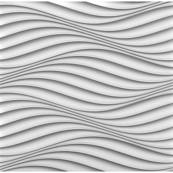 Wind  23.5" x 23.5" Seamless Glue-up 3D Wall Panels in White, Pack of 12
