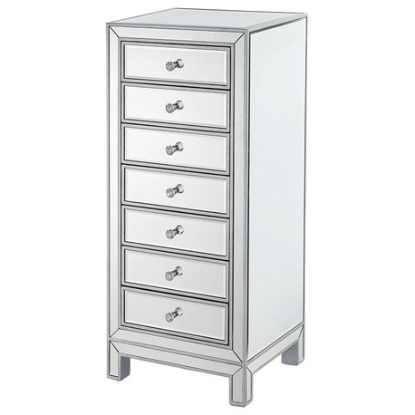 Lingerie Chest 7 Drawers 18" W X 15" D X 42" H, Antique Silver Paint