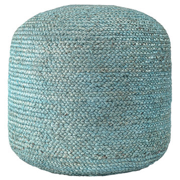 nuLOOM Braided Evita Jute Natural, Fiber Cable Pouf, Green