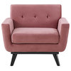 Armchair Accent Chair, Pink, Velvet, Modern, Mid Century Hotel Lounge Cafe