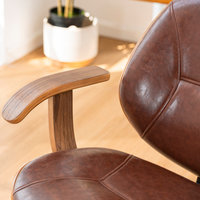 38"H Russet PU Leather Adjustable Swivel Desk Chair/Task Chair