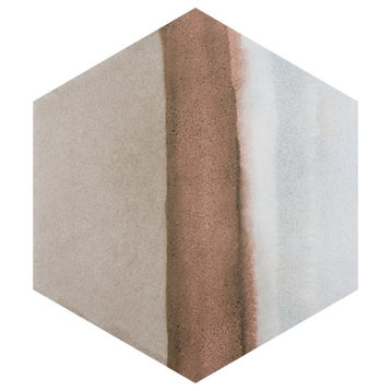 Matter Hex Canvas Taupe Red Porcelain Floor and Wall Tile