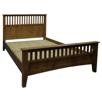 Crafters and Weavers Craftsman Mission Solid Wood Queen Bed with Slats in Walnut
