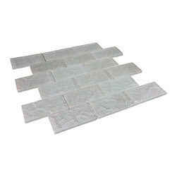 2x4 Glossy White Subway Glass Split Faced Mosaic Tiles - Home Accessories & Decor