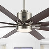 Octo 66" Industrial 6 Speed Ceiling Fan, LED, App/Remote, Nickel/Brown Finish