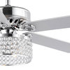 Kristie 52" 3-Light Crystal Glam LED Ceiling Fan With Remote, Chrome