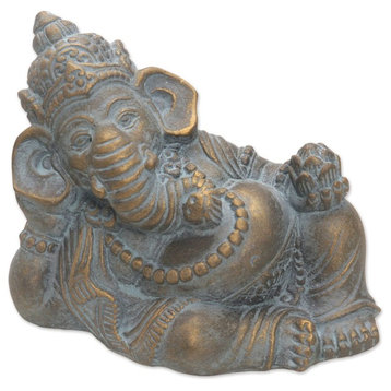 Novica Tranquil Ganesha Cast Stone Sculpture