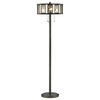 Juturna 3 Light Floor Lamp, Bronze With Silver Mercury / Clear Seedy Glass