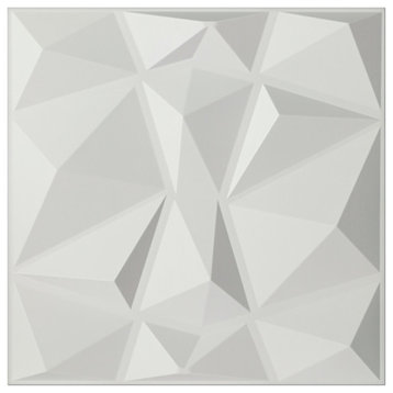19.7"x19.7" Textures 3D Decorative Wall Panels Diamond Design, Set of 12, White