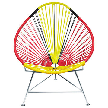 Multicolor Indoor/Outdoor Handmade Acapulco Chair, Germany Weave, Chrome Frame