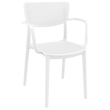 Loft Outdoor Dining Arm Chair, Set of 2, White