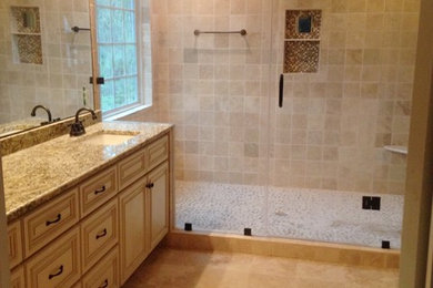 Inspiration for a large timeless bathroom remodel in Raleigh